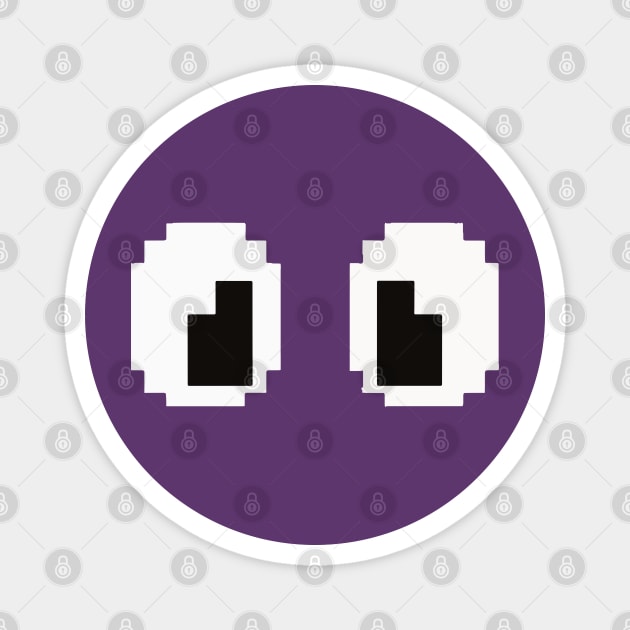 Pixel Monster Eyes - Retro Googly Gaming Glitch Tee 8 bit monster, googly eyes design, retro video game, purple monster, funny gaming, sarcastic apparel, geek humor, weird gift idea, glitch art, nostalgia tee, spooky cute Magnet by OUTFITPAW